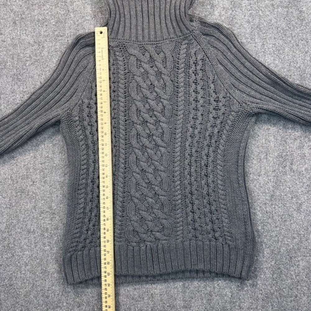 Banana Republic Tan Cotton Chunky‎ Cable Knit Turtleneck Sweater Women's S Gray - Picture 8 of 13